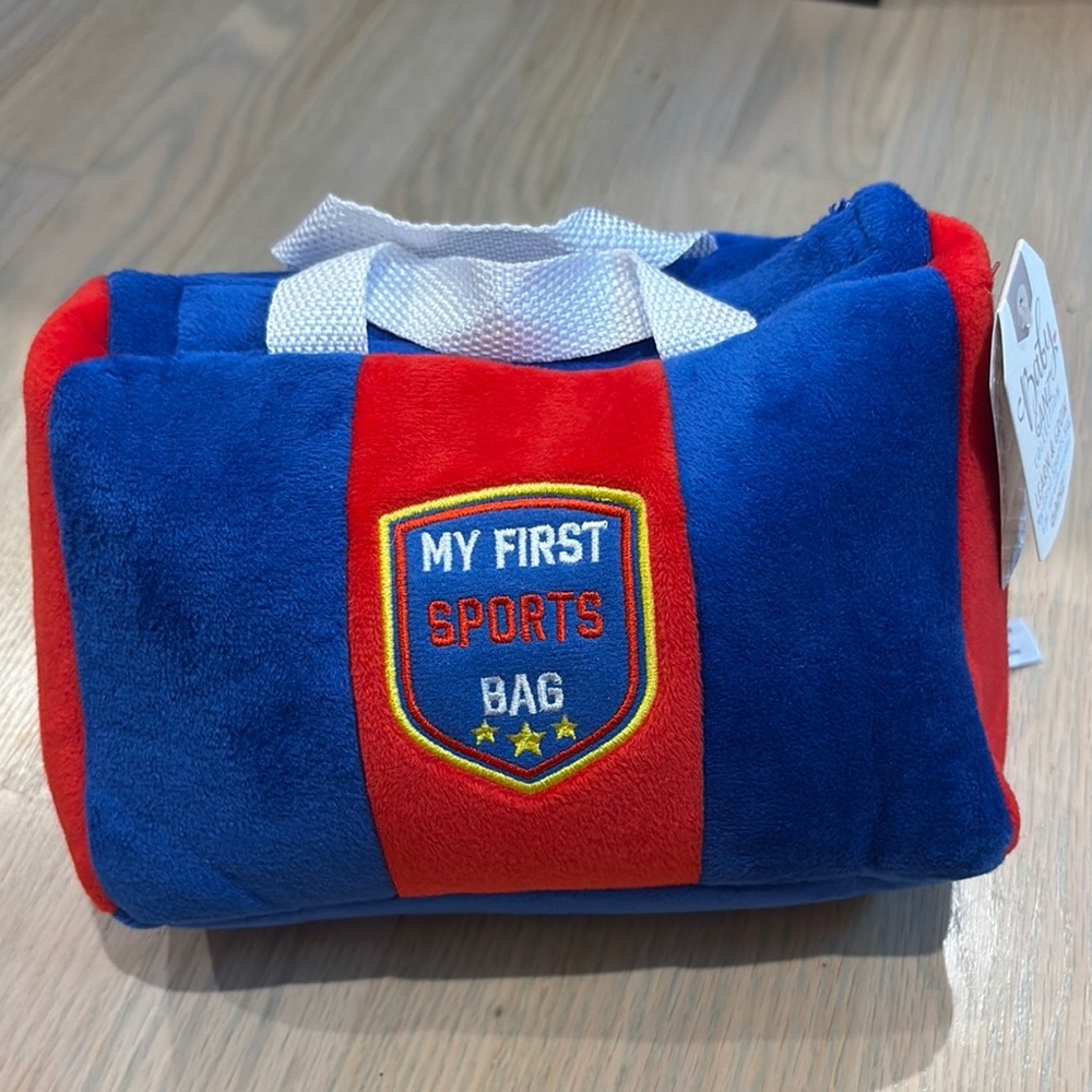 My First Sports Bag: blue & red plush